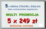 5 tablic EDULINE białe suchościeralne magnetyczne 170x100 