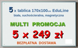 5 tablic EDULINE białe suchościeralne magnetyczne 170x100 