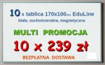 10 tablic EDULINE białe suchościeralne magnetyczne 170x100