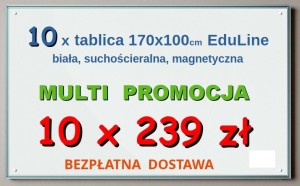 10 tablic EDULINE białe suchościeralne magnetyczne 170x100