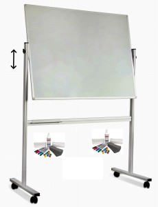 Tablica 180x120 cm obrotowo-jezdna, biała, suchościeralna z regulacją wysokości ECOnomic 