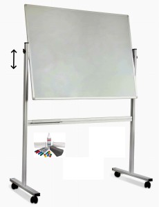 Tablica 200x100 cm obrotowo-jezdna, biała, suchościeralna  z regulacją wysokości ECOnomic 