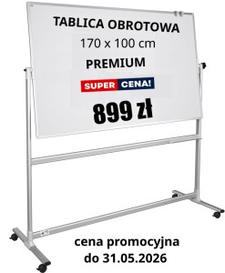 Tablica 170x100 cm obrotowo-jezdna, biała, suchościeralna,  PREMIUM