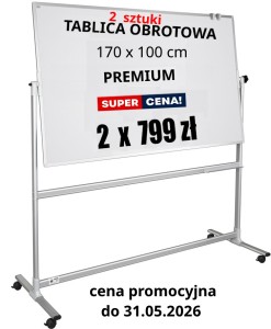 2 x Tablica 170x100 cm obrotowo-jezdna, biała, suchościeralna,  PREMIUM