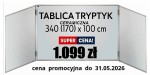 Tablica tryptyk 340(170)x100 biała, CERAMICZNA  ULTRALEKKA PREMIUM_C suchościeralna, magnetyczna