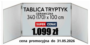 Tablica tryptyk 340(170)x100 biała, CERAMICZNA  ULTRALEKKA PREMIUM_C suchościeralna, magnetyczna GRATIS zestaw akcesoriów