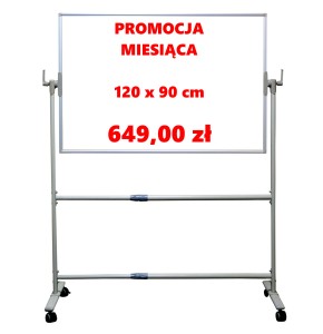 Tablica 120 x90 cm MINI obrotowo-jezdna, biała, suchościeralna, magnetyczna TELESCOPIC