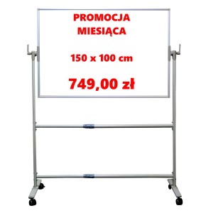 Tablica 150 x 100 cm obrotowo-jezdna, biała, suchościeralna, magnetyczna TELESCOPIC