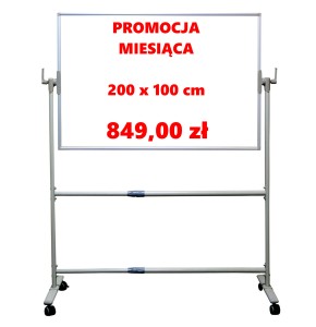 Tablica 200 x 100 cm obrotowo-jezdna, biała, suchościeralna, magnetyczna TELESCOPIC