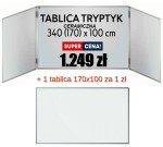 Tablica tryptyk 340(170)x100 biała, CERAMICZNA  ULTRALEKKA PREMIUM_C suchościeralna, magnetyczna