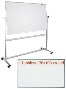 Tablica 170x100 cm CERAMICZNA obrotowo-jezdna, biała, suchościeralna,  PREMIUM
